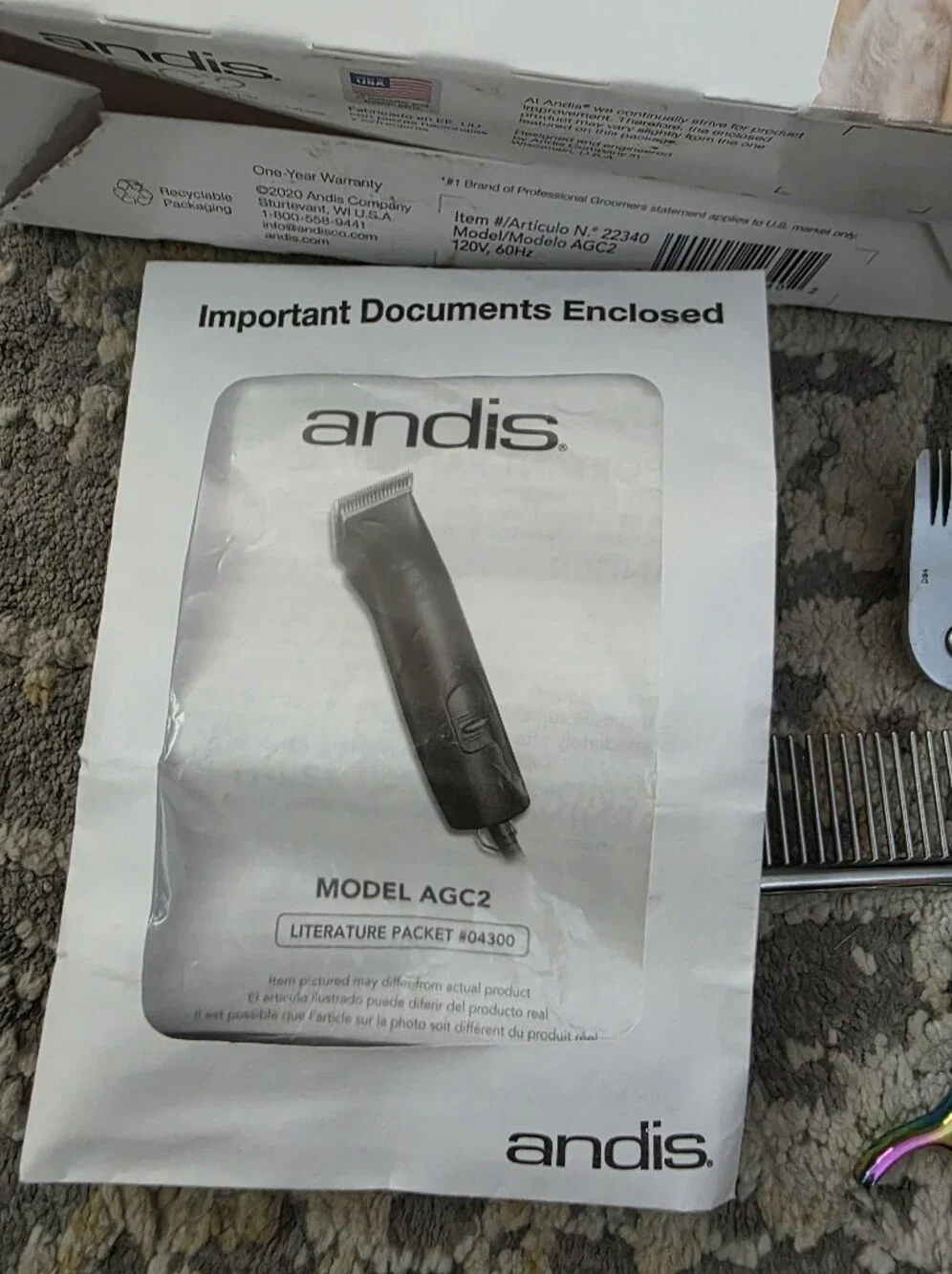 Andis AGC2 Detachable Blade Dog Grooming Clippers with Extras